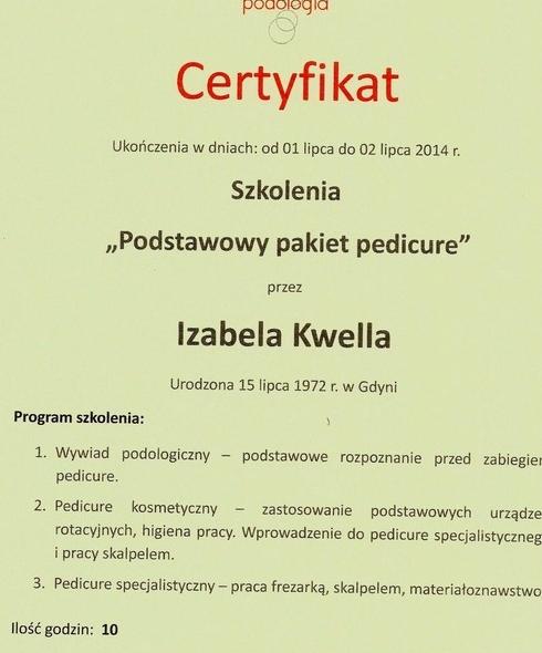 certyfikat podologiczny 18