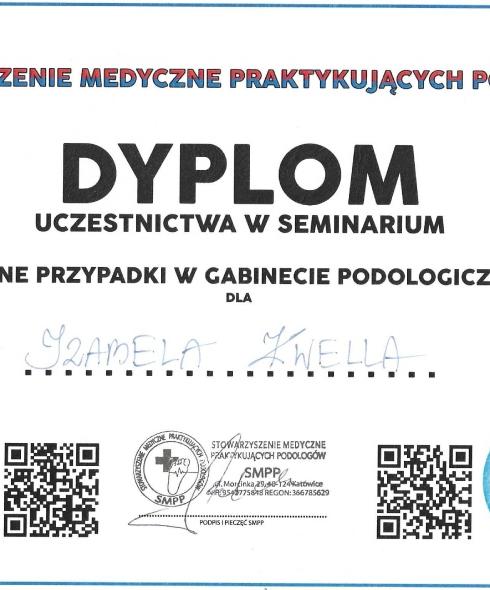 dyplom uczestnictwa w seminarium